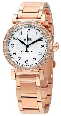 COACH 14502398 MADISON WHITE GLITZ DIAL ROSE GOLD STAINLESS STEEL WOMENS WATCH