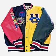Smoke Rise Mens Colorblock Varsity Jacket Emb...