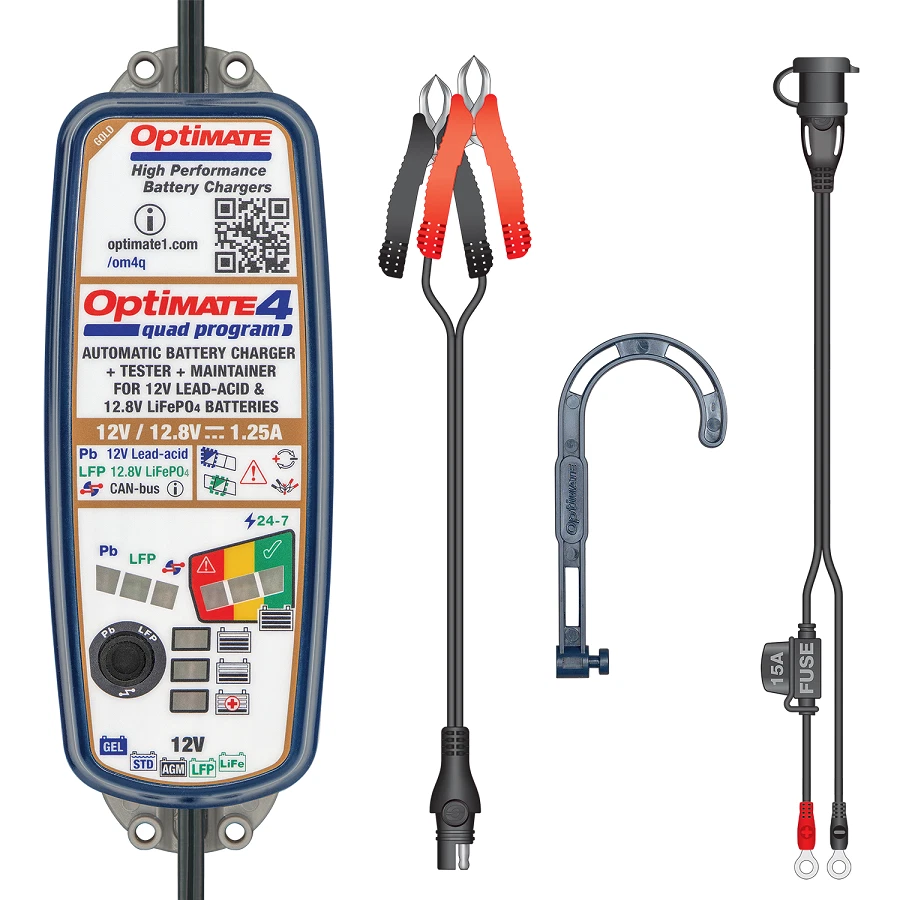 TECMATE Optimiseur/Chargeur De Batterie OPTIMATE 4 QUAD PROGRAM - Photo 2/2