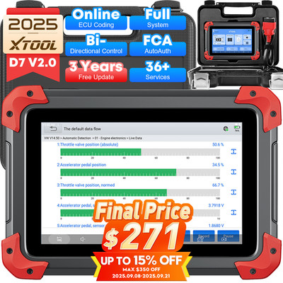 XTOOL Scanner D7 Auto Full System Diagnostic Bidirectional Tool Key Programmer