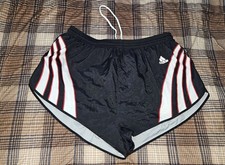 ADIDAS Polyester Running Shorts Satin Glanz XL Vintage 90s Ibiza Sprinter Split