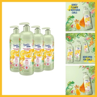 Suave Kids Natural Sweet Almond Honey Curly Hair Shampoo, Tear Free, No Sulfates