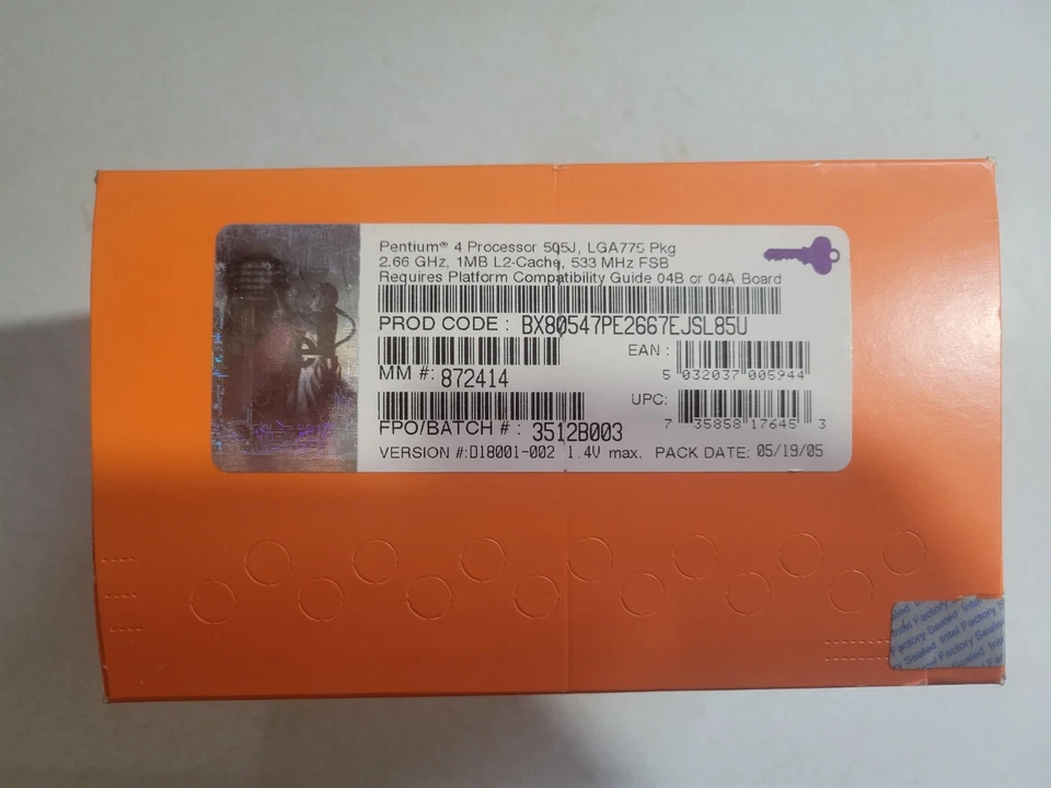 New in Box Intel Pentium 4 Processor 505J 2.66 Gig LGA775,  WITH FAN - Image 2 of 2