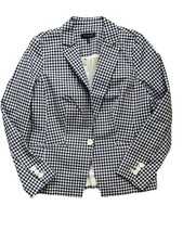 Talbots Classic Spring Gingham Cotton Plaid Blazer Lined , Size 10