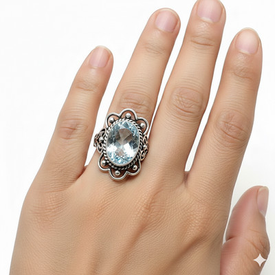Aqua Aquamarin Edelstein 925 Sterling Silber Schmuck alle Größen Ring als Ges...