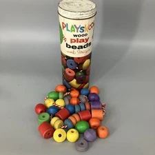 Vintage Playskool Wood Beads With Stringer C 1016 36 Beads