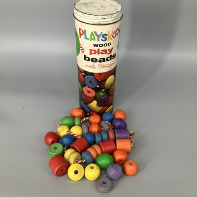 Vintage Playskool Wood Beads With Stringer C 1016 36 Beads