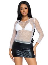 Leg Avenue Long Sleeved Industrial Net Shirt - White (One Size Fits All!)