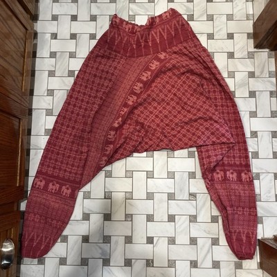 Harem Pants Magenta/pink Elastic Band  Waistband And Bottom Of Leg