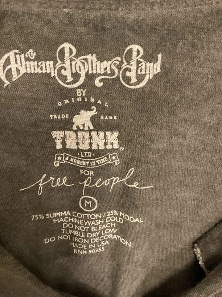 The Allman Brothers banda Trunk LTD Free People Mujer Gris Camiseta sin mangas Nueva Foto 3 de 4