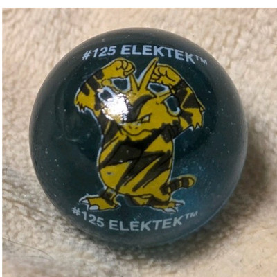 Pokémon Sammlermurmel: ''Elektek'', Grundfarbe hellblau, zweisprachig