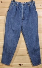 Vintage Womens Weathered Blues Jeans Size 15/16, Tapered, Pleated, Mom Jeans