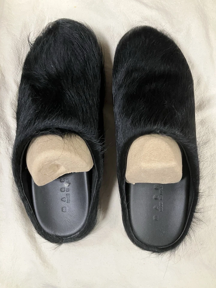 Sabot de piel de becerro pelo largo negro Marni talla 45, talla 12 EE. UU. Foto 3 de 3