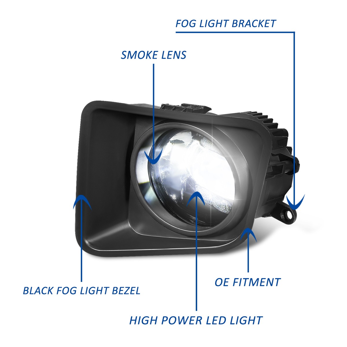 For 14-21 Toyota Tundra Smoked Lens Bumper Driving Fog Light