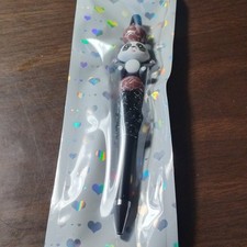 Stylo à bille fait main Panda Topper nouveauté poignée perles coeurs noir rouge