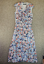 Ralph Lauren Black Label Dress Womens Sz 12 Cap Sleeve V-Neck Long Floral
