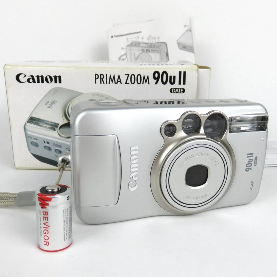 Tested ✅ Canon Prima Zoom 90U II Analog Camera 35mm 38-90mm Zoom OVP Battery - Bild 1 von 4