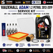 SERVICE KIT FILTERS + SPARK PLUGS + 5L OIL VAUXHALL ADAM 1.2 PETROL 2012-2019