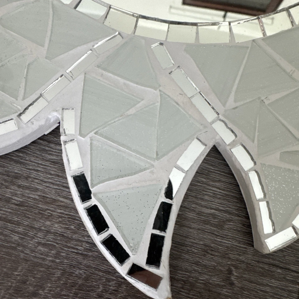 "Espejo de mosaico de estrellas de mar Sunburst de madera de 15,5"" decoración náutica de playa" Foto 3 de 4