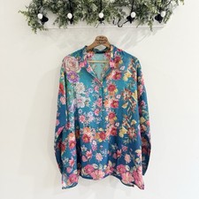 Johnny Was Neutra Mara Silk Blouse Floral Colorful JE size large