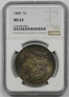 1889 $1 NGC MS 62 (Toned) Morgan Silver Dollar