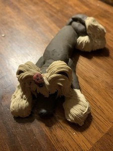 2007 polymer clay Chinese crested signed Sally