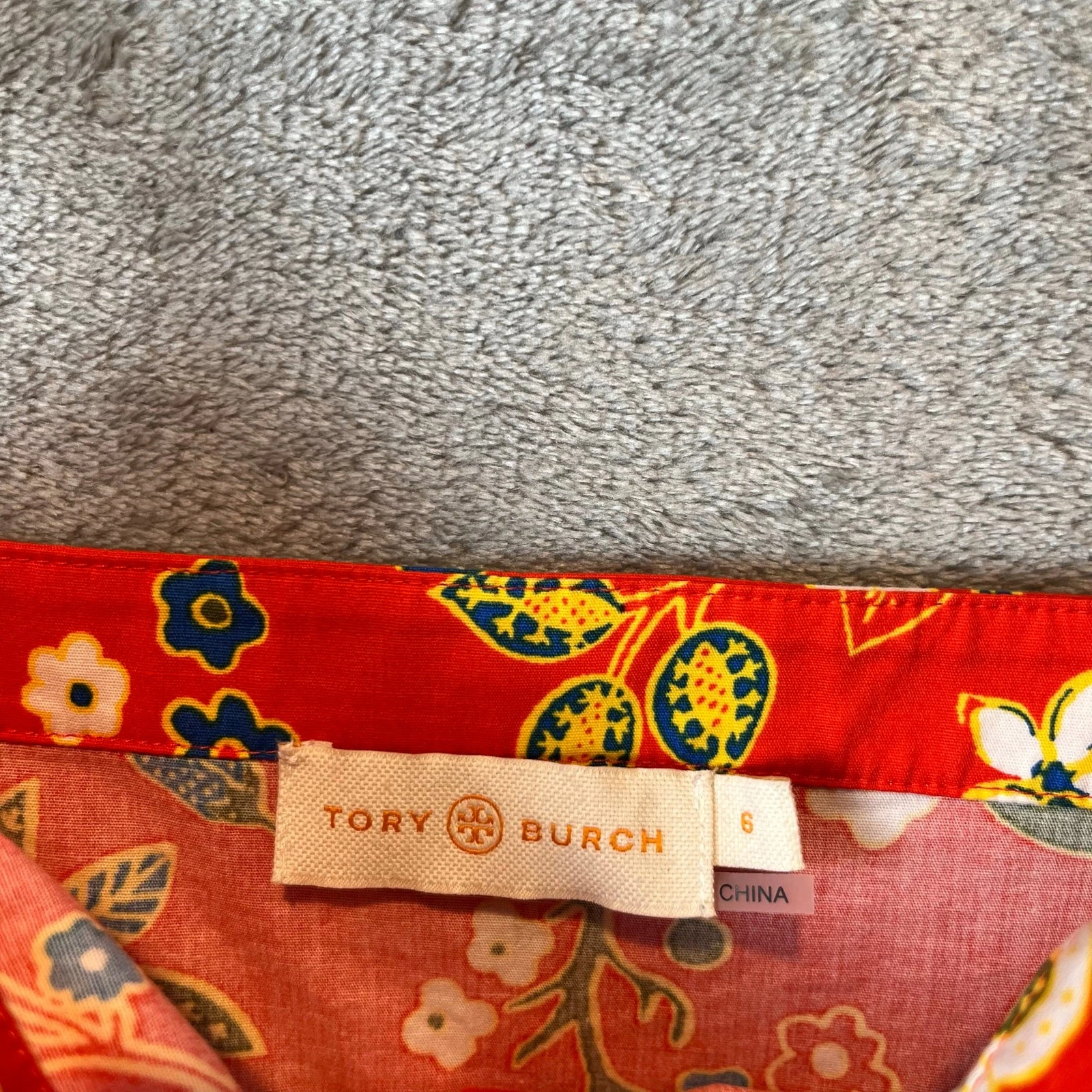 Abito Tory Burch Fernanda Samba Batik fiore arancione taglia 6 floreale cotone estivo