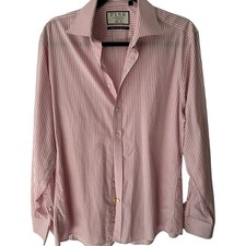 Thomas Pink Shirt Men s Slim Fit 16 Pink Stripe Two Fold 100s Jermyn St London