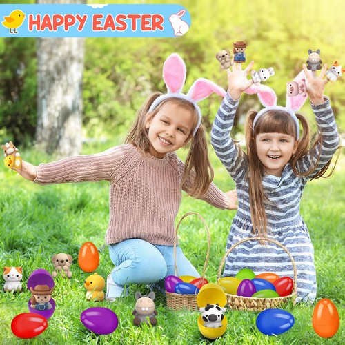 12 PCS Easter Eggs with Finger Puppets, Easter Basket Stuffers with Toys insi... - Picture 7 of 7