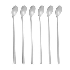 Long Handle Iced Tea Spoon, 6 Pcs 7" Stainless Steel Long Spoons, Silver Tone