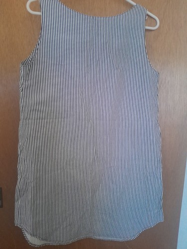 Annie Greenabelle Size 10 Womens White & Navy Pinstripe Mini Dress Summer Yacht - Picture 7 of 8
