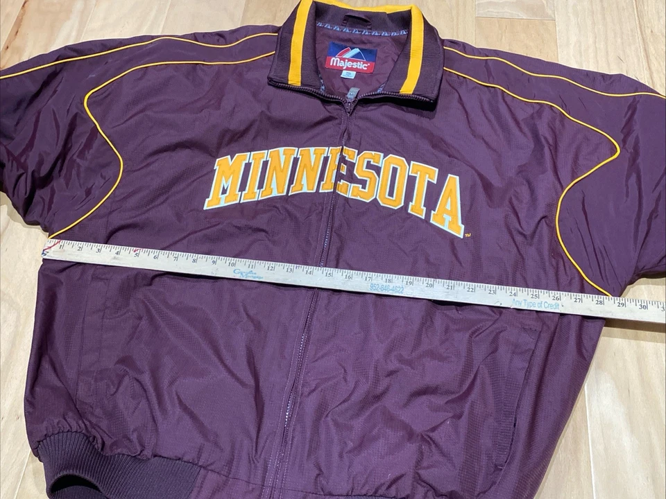 Vtg Majestic MN Gophers Jacket Mens XXL Therma Base Fleece Lined Zip Down Coat - Image 4 of 4