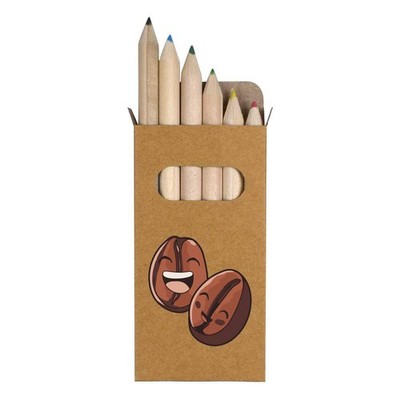 6 x ''Zwei Kaffeebohnen'' kurze 85 mm Bleistifte / Farbstift Set (PE00085266)