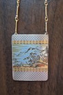 Vintage REED & BARTON Damascene Pendant Necklace Gold Tone Bar Chain — photo 2