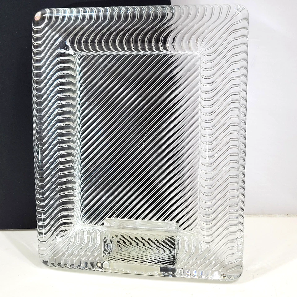 "Marco de fotos de vidrio Mikasa pulido retratos 4X2,75"" transparente moderno Japón de colección años 90" Foto 4 de 4