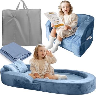 Toddler Travel Bed & Chair-Foam Raised Safety Bumpers Foldable Portable Cot.