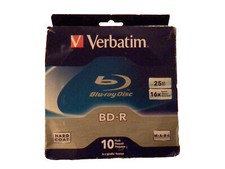 Verbatim BD-R Blu-Ray Disc, 25GB, 4x, Branded Surface, 10/Pk New In Box.