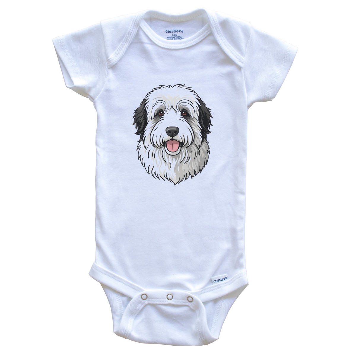 Cute Old English Sheepdog Dog Breed Baby Bodysuit