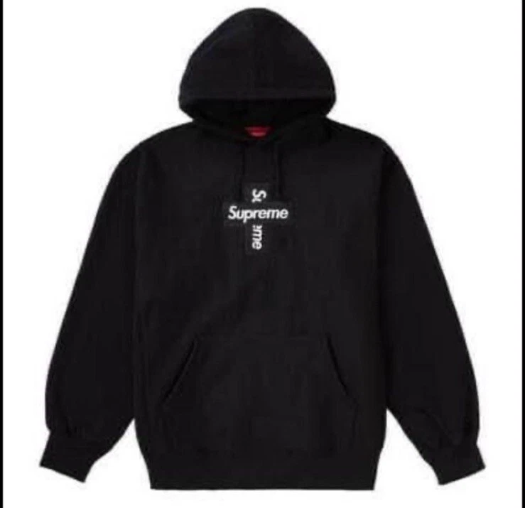 Sweat à capuche Supreme Cross Box Logo XL noir