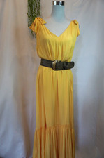 Morrison Yellow Maxi Frill Dress Sz 3/12 RRP $365 Bow Straps Boho Cottage Gypsy