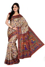 Fancy Designer Bhagalpuri Multicolor saree with stitched blouse  falls