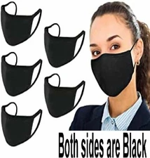 Mascarilla 5 piezas,reutilizable,lavable, de algodón,cómoda capa doble Negro
