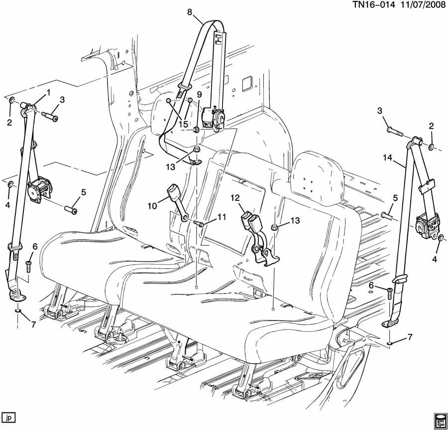 2005-09 悍马 H2 SUV 右后座皮带总成黑色全新 89024702 25880326 — 第 2/2 张图片
