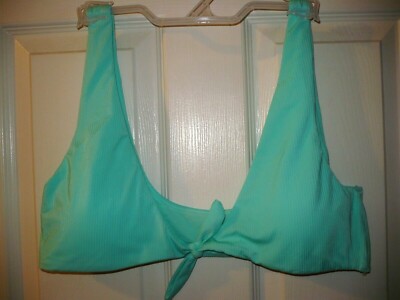 No Boundaries Juniors Swimsuit Top Large (11-13) Aqua Mint Front Bunny Tie  