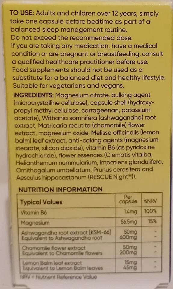 Bach Rescue Peaceful Night Capsules - Unwind For Sleep (30) BBE 01/2027 - Image 2 of 2