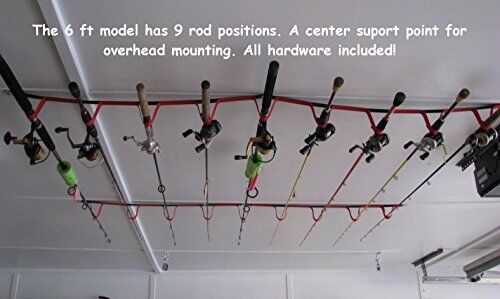 Fishing Rod Rack Garage Ceiling Wall Mount Pole Reel Holder Organizer  Storage