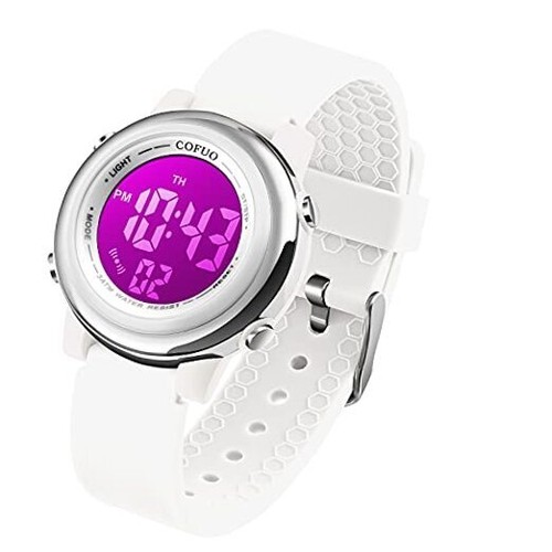 Kids Digital Sport Waterproof Watch for Girls Boys, Kid Sports Outdoor White