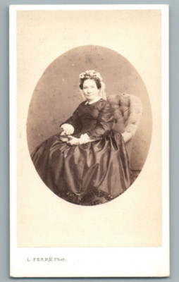 CDV NOBLESSE FEMME Mrs CARBONNER BOOK BY HAND PHOTO 1860 LOUIS FERRE LE MANS