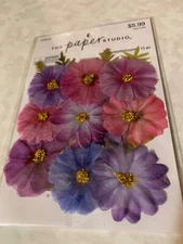 THE PAPER STUDIO FLORAL EMBELLISHMENTS MULTI-COLOR PINKS/PURPLES 15PCS