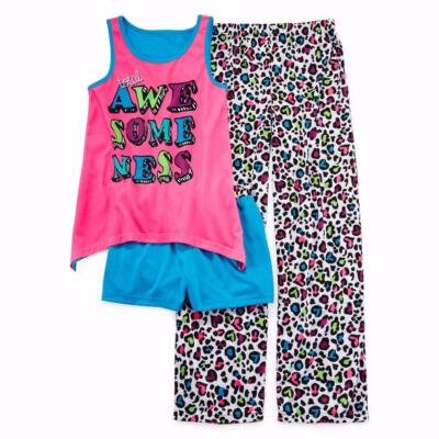 NWT - Total Girl White Leopard 3-pc. Sleep Set - White/Multi - XXS (4/5)